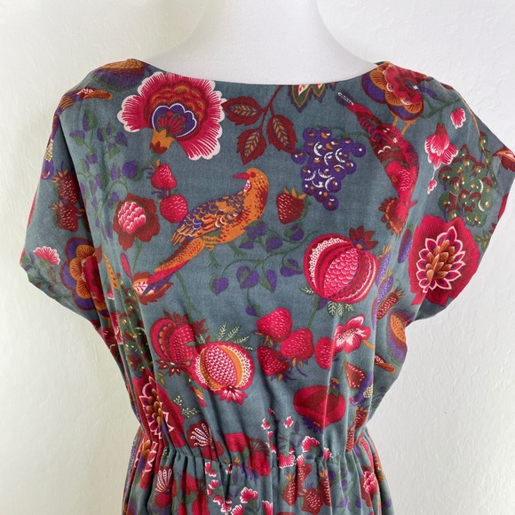 VTG Murray Meisner Midi Floral & Bird Print Dress - Picture 2 of 9